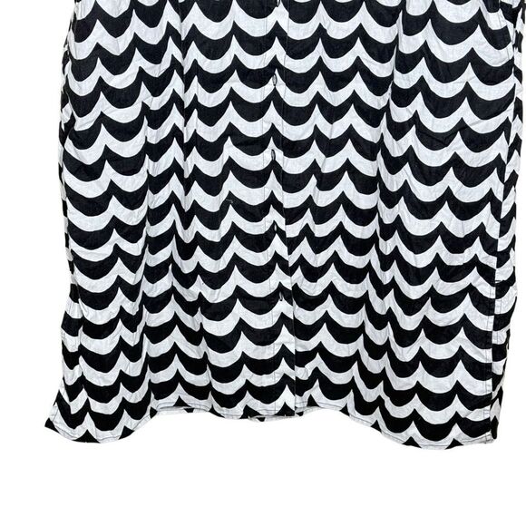 Marimekko Uniqlo Laine Short Sleeve Black White Shirt Dress Size M Linen Button - Picture 4 of 12